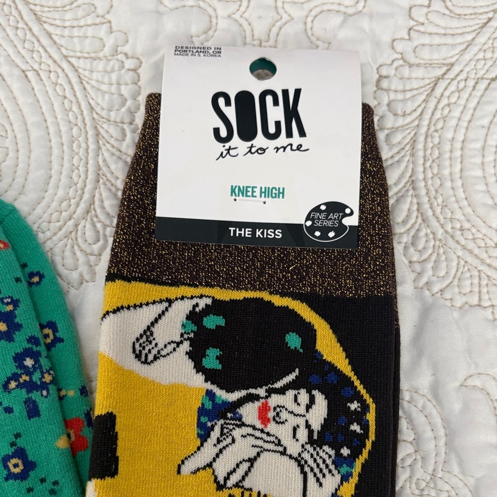 Sock It to Me Knee High Socks - Teal and Yellow - Picture 2 of 4